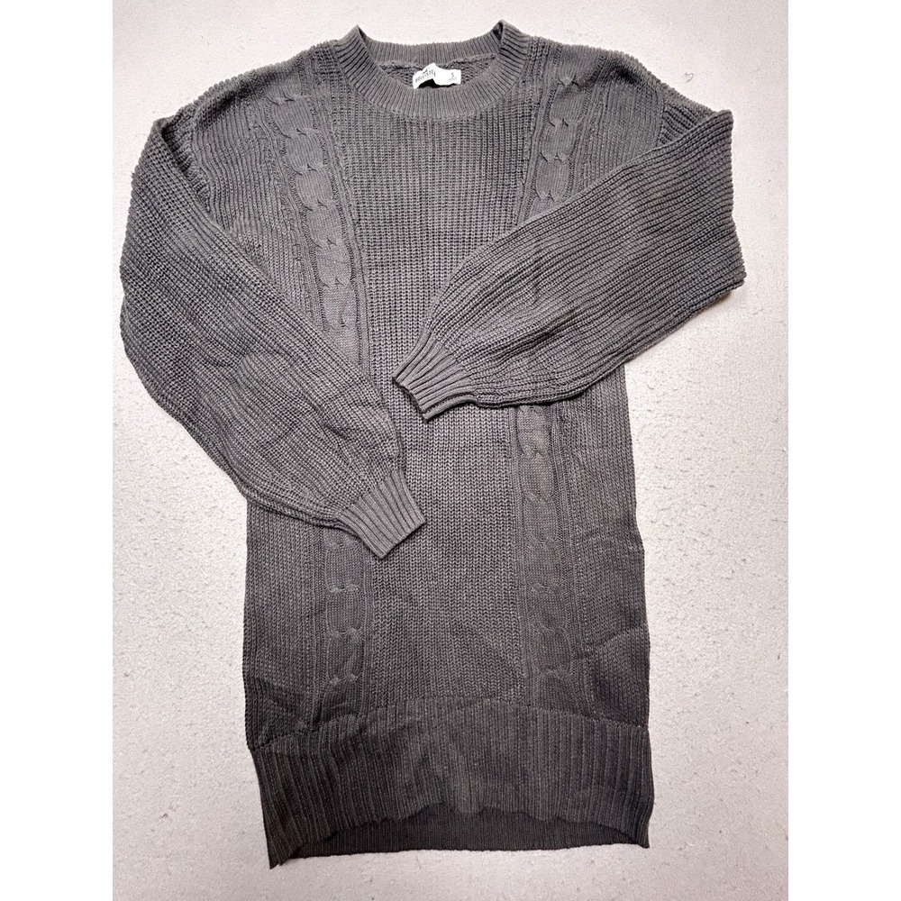Hollister Sweater Dress Cotton Acrylic Gray Cable Knit Small Womens